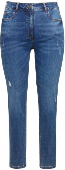 Ulla Popken Lightly Distressed Slim Leg Jeans Blue - Női Farmer & Nadrágok Nagy Méretekben – Plus Size - 