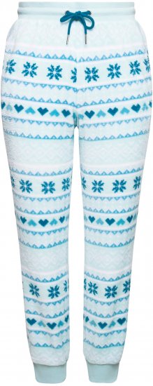 Ulla Popken Alpine Striped Plush Loungewear Pants Blue - Női Farmer & Nadrágok Nagy Méretekben – Plus Size - 