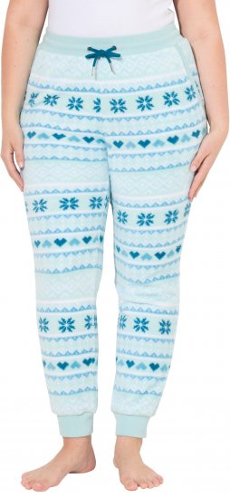 Ulla Popken Alpine Striped Plush Loungewear Pants Blue - Női Farmer & Nadrágok Nagy Méretekben – Plus Size - 