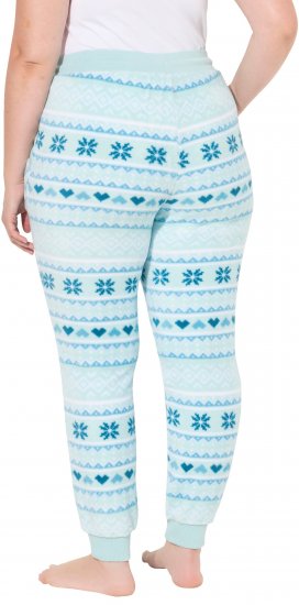 Ulla Popken Alpine Striped Plush Loungewear Pants Blue - Női Farmer & Nadrágok Nagy Méretekben – Plus Size - 