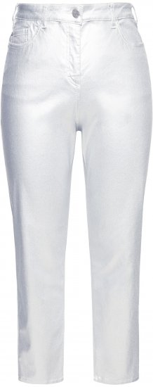 Ulla Popken Metallic Stretch Fit Mom Jeans Silver - Női Farmer & Nadrágok Nagy Méretekben – Plus Size - 