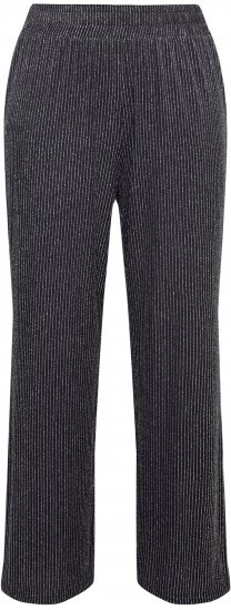 Ulla Popken Sparkling Pinstripe Elastic Waist Pants Black - Női Farmer & Nadrágok Nagy Méretekben – Plus Size - 