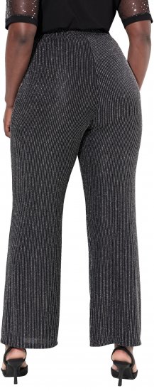 Ulla Popken Sparkling Pinstripe Elastic Waist Pants Black - Női Farmer & Nadrágok Nagy Méretekben – Plus Size - 