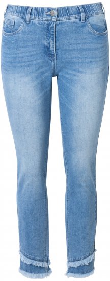 Ulla Popken Double Fringe Hem Stretch Fit Jeans Light Blue Denim - Női Farmer & Nadrágok Nagy Méretekben – Plus Size - 