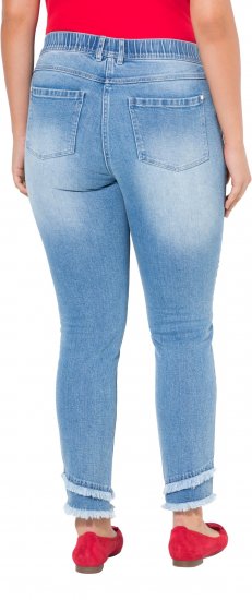 Ulla Popken Double Fringe Hem Stretch Fit Jeans Light Blue Denim - Női Farmer & Nadrágok Nagy Méretekben – Plus Size - 