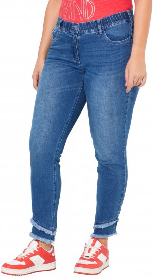 Ulla Popken Double Fringe Hem Stretch Fit Jeans Denim Blue - Női Farmer & Nadrágok Nagy Méretekben – Plus Size - 
