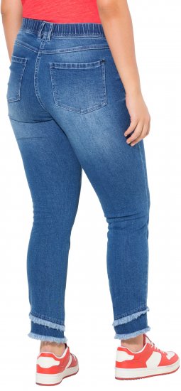 Ulla Popken Double Fringe Hem Stretch Fit Jeans Denim Blue - Női Farmer & Nadrágok Nagy Méretekben – Plus Size - 