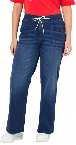 Ulla Popken Patch Pocket Elastic Waist Jeans Denim Blue - Női Farmer & Nadrágok Nagy Méretekben – Plus Size - 