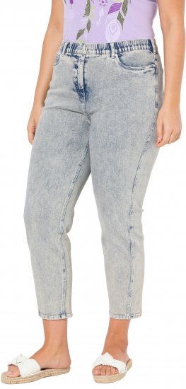 Ulla Popken Tapered Leg Mom Jeans Blue Denim - Női Farmer & Nadrágok Nagy Méretekben – Plus Size - 