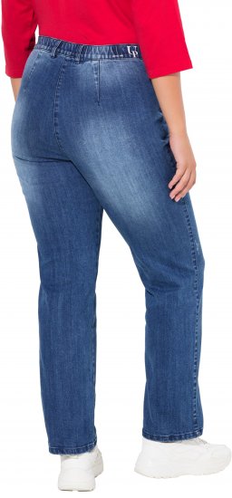 Ulla Popken Tapered Leg Lightly Distressed Jeans Denim Blue - Női Farmer & Nadrágok Nagy Méretekben – Plus Size - 