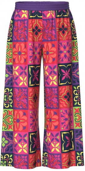 Ulla Popken Tile Print Wide Leg Palazzo Pants Purple - Női Farmer & Nadrágok Nagy Méretekben – Plus Size - 