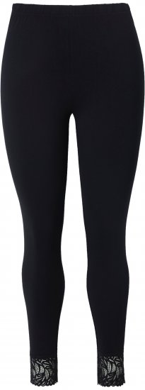 Ulla Popken Lace Trim Leggings Black - Női Farmer & Nadrágok Nagy Méretekben – Plus Size - 