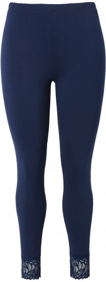 Ulla Popken Lace Trim Leggings Navy - Női Farmer & Nadrágok Nagy Méretekben – Plus Size - 