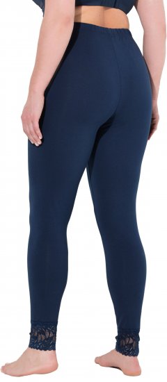 Ulla Popken Lace Trim Leggings Navy - Női Farmer & Nadrágok Nagy Méretekben – Plus Size - 