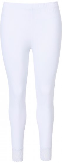 Ulla Popken Lace Trim Leggings White - Női Farmer & Nadrágok Nagy Méretekben – Plus Size - 