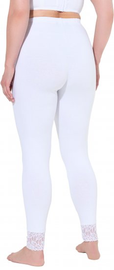 Ulla Popken Lace Trim Leggings White - Női Farmer & Nadrágok Nagy Méretekben – Plus Size - 