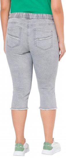Ulla Popken Denim Fringed Hem Capris Grey - Női Farmer & Nadrágok Nagy Méretekben – Plus Size - 