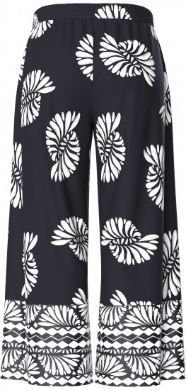 Ulla Popken Fossil Print Elastic Waist Palazzo Pants Black - Női Farmer & Nadrágok Nagy Méretekben – Plus Size - 