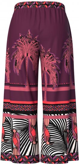 Ulla Popken Mixed Palm Print Elastic Waist Palazzo Pants Red - Női Farmer & Nadrágok Nagy Méretekben – Plus Size - 
