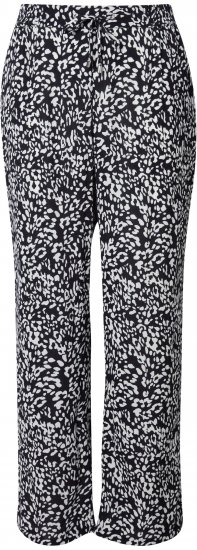 Ulla Popken Leopard Print Elastic Waist Pants Black - Női Farmer & Nadrágok Nagy Méretekben – Plus Size - 