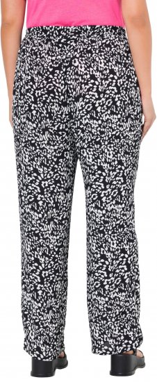 Ulla Popken Leopard Print Elastic Waist Pants Black - Női Farmer & Nadrágok Nagy Méretekben – Plus Size - 