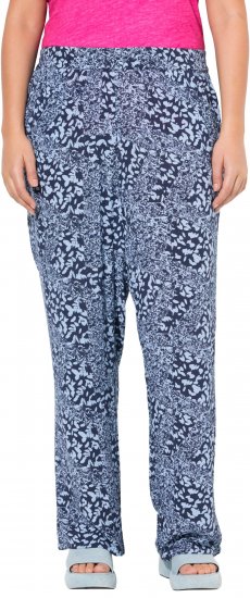Ulla Popken Patch Print Elastic Waist Pants Navy - Női Farmer & Nadrágok Nagy Méretekben – Plus Size - 