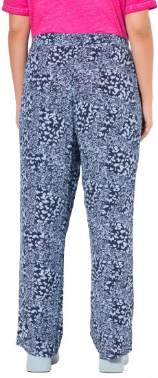 Ulla Popken Patch Print Elastic Waist Pants Navy - Női Farmer & Nadrágok Nagy Méretekben – Plus Size - 