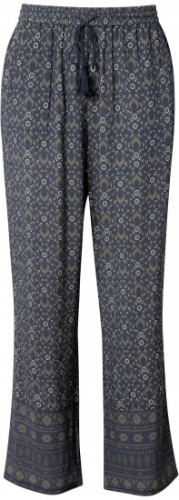 Ulla Popken Geometric Print Elastic Waist Pants Navy - Női Farmer & Nadrágok Nagy Méretekben – Plus Size - 