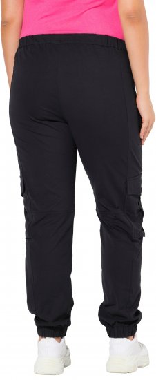 Ulla Popken Elastic Hem Stretch Fit Cargo Pants Black - Női Farmer & Nadrágok Nagy Méretekben – Plus Size - 