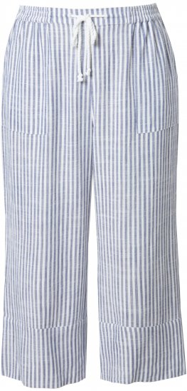 Ulla Popken Coastal Stripe Linen Blend Elastic Waist Culottes Blue - Női Farmer & Nadrágok Nagy Méretekben – Plus Size - 