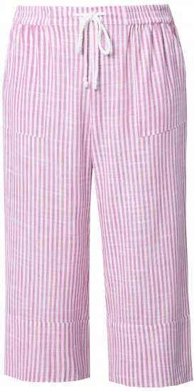 Ulla Popken Coastal Stripe Linen Blend Elastic Waist Culottes Purple - Női Farmer & Nadrágok Nagy Méretekben – Plus Size - 