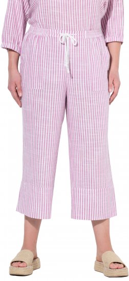 Ulla Popken Coastal Stripe Linen Blend Elastic Waist Culottes Purple - Női Farmer & Nadrágok Nagy Méretekben – Plus Size - 