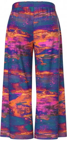 Ulla Popken Abstract Sunset Elastic Waist Palazzo Pants Orange - Női Farmer & Nadrágok Nagy Méretekben – Plus Size - 