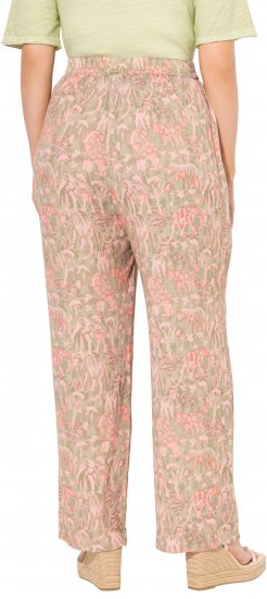 Ulla Popken Safari Print Elastic Waist Pants Green - Női Farmer & Nadrágok Nagy Méretekben – Plus Size - 