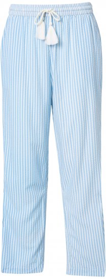 Ulla Popken Seersucker Elastic Waist Pants Blue - Női Farmer & Nadrágok Nagy Méretekben – Plus Size - 