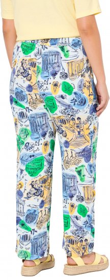 Ulla Popken Italy Print Elastic Waist Pants White - Női Farmer & Nadrágok Nagy Méretekben – Plus Size - 