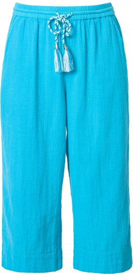 Ulla Popken Muslin Elastic Waist Culottes Blue - Női Farmer & Nadrágok Nagy Méretekben – Plus Size - 