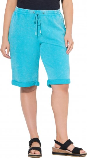 Ulla Popken Acid Wash Elastic Waist Sweatshirts Blue - Női Farmer & Nadrágok Nagy Méretekben – Plus Size - 