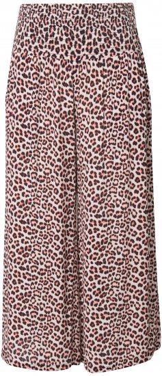 Ulla Popken Rose Wide Leg Elastic Waist Leopard Pattern Culottes White - Női Farmer & Nadrágok Nagy Méretekben – Plus Size - 