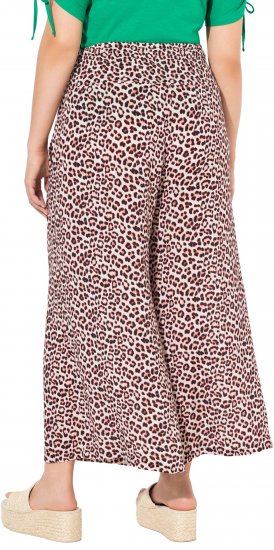 Ulla Popken Rose Wide Leg Elastic Waist Leopard Pattern Culottes White - Női Farmer & Nadrágok Nagy Méretekben – Plus Size - 