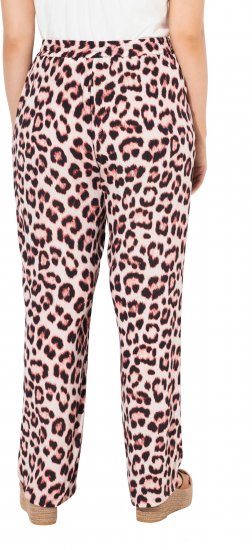Ulla Popken Leopard Print Elastic Waist Pants White - Női Farmer & Nadrágok Nagy Méretekben – Plus Size - 