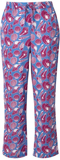 Ulla Popken Seashell Print Elastic Waist Pants Blue - Női Farmer & Nadrágok Nagy Méretekben – Plus Size - 