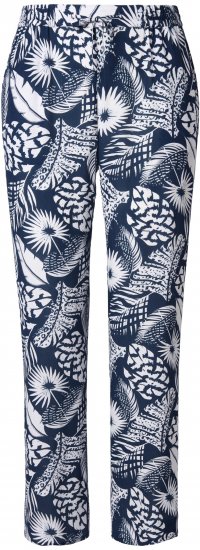 Ulla Popken Feather Print Elastic Waist Pants Blue - Női Farmer & Nadrágok Nagy Méretekben – Plus Size - 
