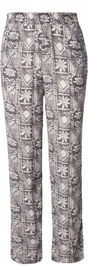 Ulla Popken Mosaic Print Elastic Waist Pants Black - Női Farmer & Nadrágok Nagy Méretekben – Plus Size - 