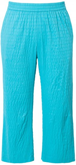 Ulla Popken Textured Elastic Waist Cropped Pants Deep Aqua - Női Farmer & Nadrágok Nagy Méretekben – Plus Size - 