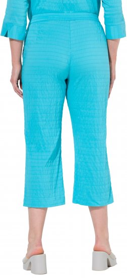 Ulla Popken Textured Elastic Waist Cropped Pants Deep Aqua - Női Farmer & Nadrágok Nagy Méretekben – Plus Size - 