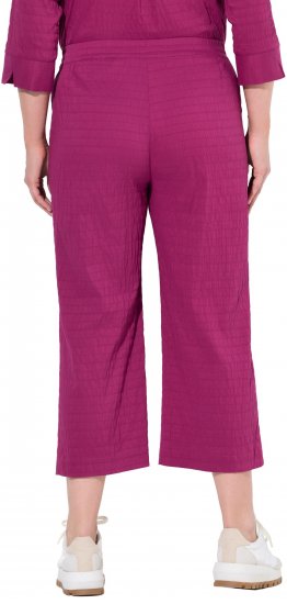 Ulla Popken Textured Elastic Waist Cropped Pants Magnolia Red - Női Farmer & Nadrágok Nagy Méretekben – Plus Size - 