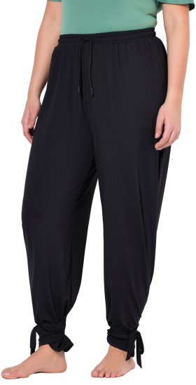 Ulla Popken Quick Drying Split Leg Elastic Waist Joggers Black - Női Farmer & Nadrágok Nagy Méretekben – Plus Size - 