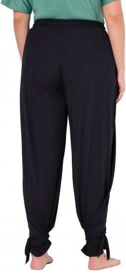 Ulla Popken Quick Drying Split Leg Elastic Waist Joggers Black - Női Farmer & Nadrágok Nagy Méretekben – Plus Size - 
