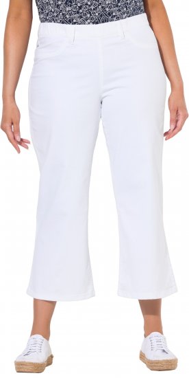 Ulla Popken Wide Leg Twill Mary Fit Culottes White - Női Farmer & Nadrágok Nagy Méretekben – Plus Size - 